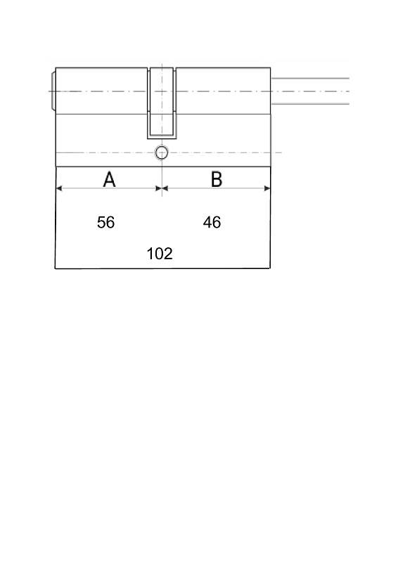 Цилиндр EVVA ICS кл/шток 102 мм (56+46Ш) хром