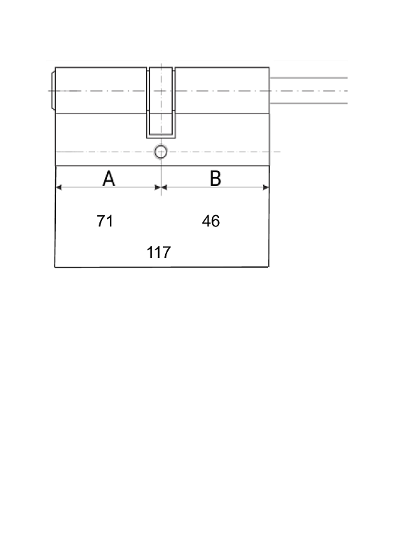Цилиндр EVVA EPS кл/шток 117 мм (71+46Ш) хром
